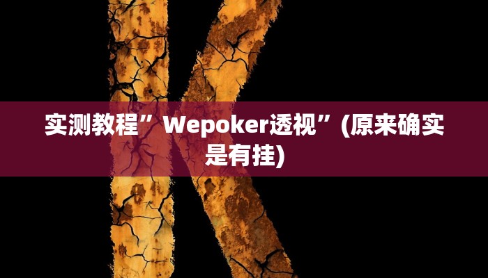 实测教程”Wepoker透视”(原来确实是有挂)