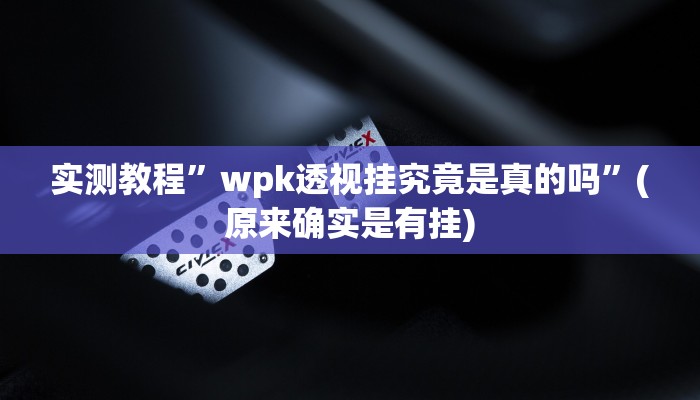 实测教程”wpk透视挂究竟是真的吗”(原来确实是有挂)
