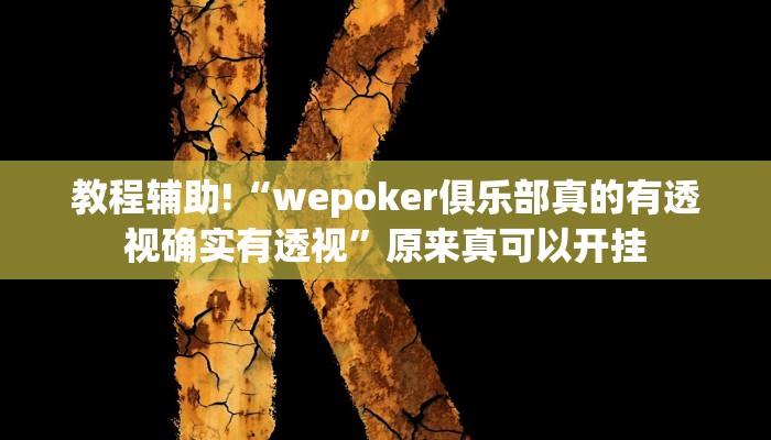 教程辅助!“wepoker俱乐部真的有透视确实有透视”原来真可以开挂