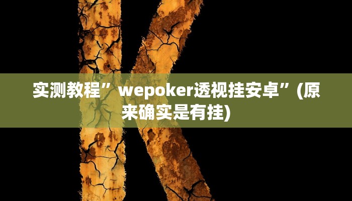实测教程”wepoker透视挂安卓”(原来确实是有挂)
