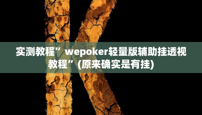 实测教程”[德扑之星]有没有辅助透视挂”(原来确实是有挂)