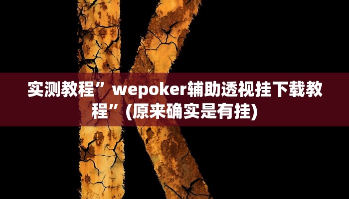 实测教程”wepoker辅助透视挂下载教程”(原来确实是有挂)