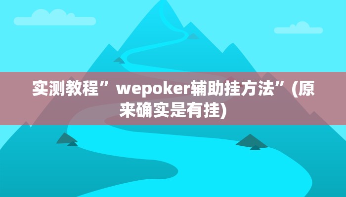 实测教程”wepoker辅助挂方法”(原来确实是有挂)