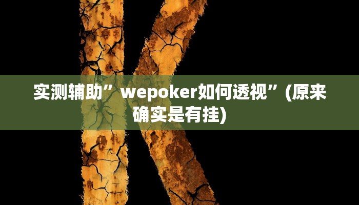 实测辅助”wepoker如何透视”(原来确实是有挂)