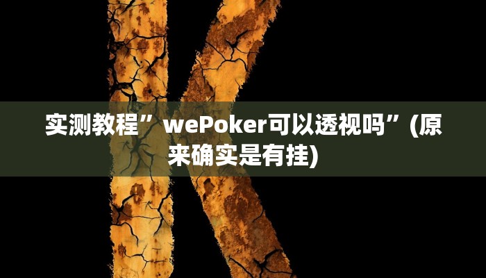 实测教程”wePoker可以透视吗”(原来确实是有挂)