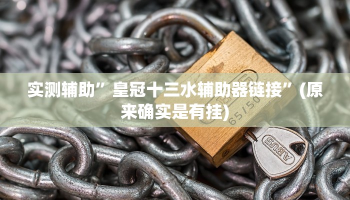 实测辅助”皇冠十三水辅助器链接”(原来确实是有挂)