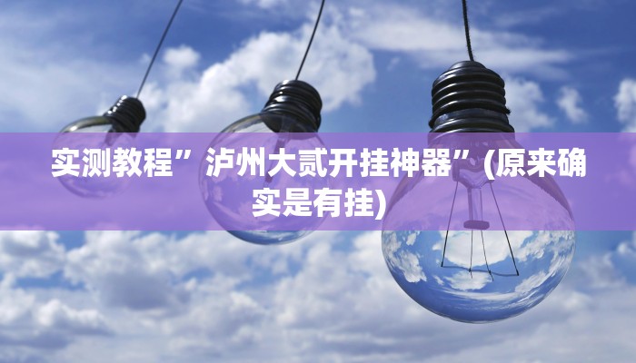 实测教程”泸州大贰开挂神器”(原来确实是有挂)