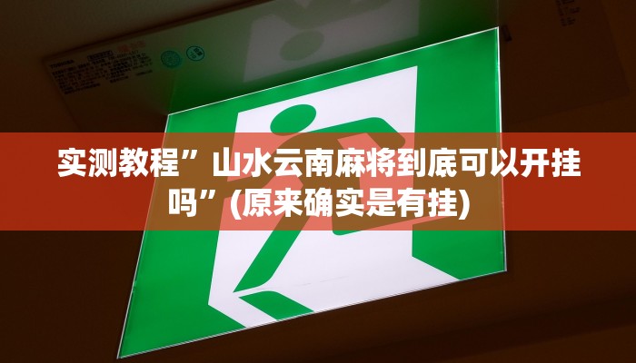 实测教程”山水云南麻将到底可以开挂吗”(原来确实是有挂)
