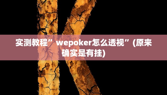 实测教程”wepoker怎么透视”(原来确实是有挂)