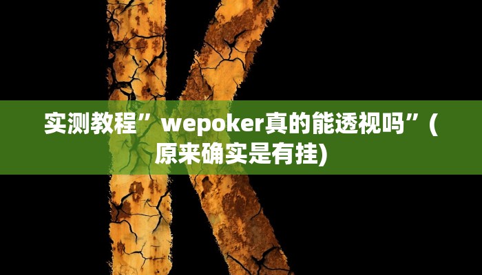 实测教程”wepoker真的能透视吗”(原来确实是有挂)