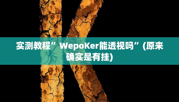 实测教程”WepoKer能透视吗”(原来确实是有挂)