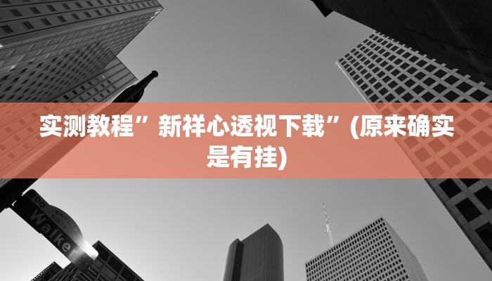 实测教程”新祥心透视下载”(原来确实是有挂)