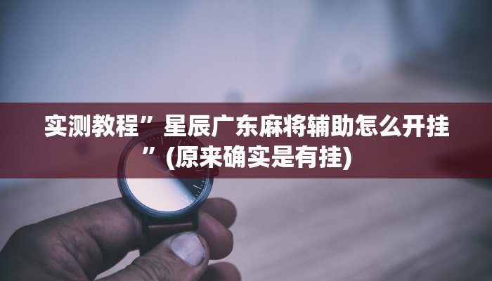 实测教程”星辰广东麻将辅助怎么开挂”(原来确实是有挂)