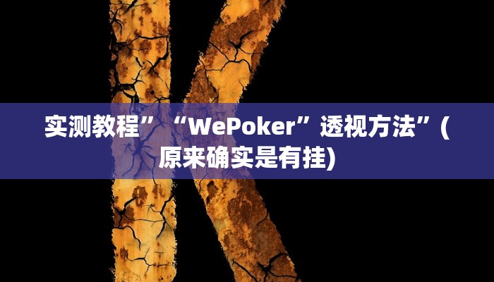 实测教程”“WePoker”透视方法”(原来确实是有挂)