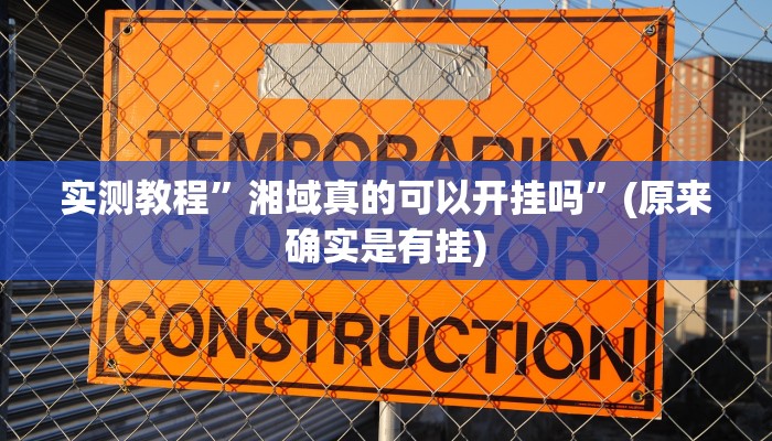 实测教程”湘域真的可以开挂吗”(原来确实是有挂)