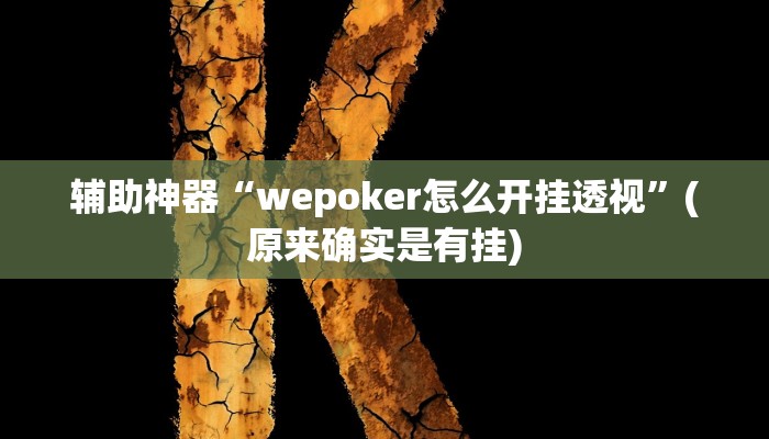 辅助神器“wepoker怎么开挂透视”(原来确实是有挂)