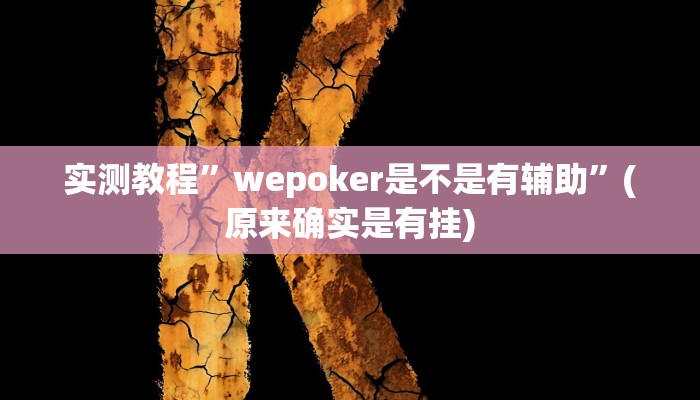 实测教程”wepoker是不是有辅助”(原来确实是有挂)