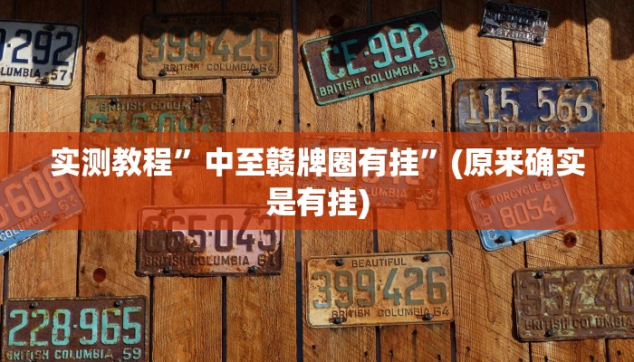 实测教程”中至赣牌圈有挂”(原来确实是有挂)
