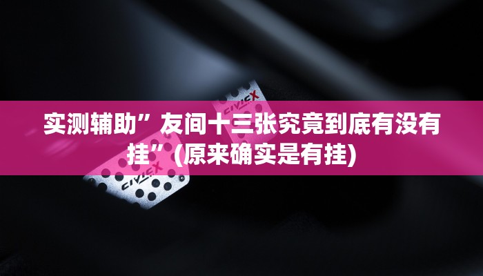 实测辅助”友间十三张究竟到底有没有挂”(原来确实是有挂)