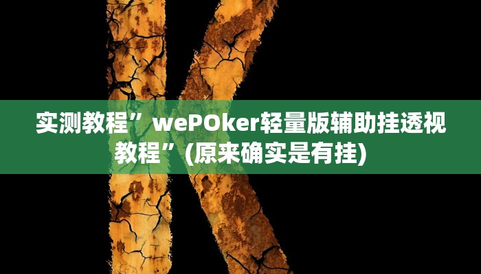 实测教程”wePOker轻量版辅助挂透视教程”(原来确实是有挂)