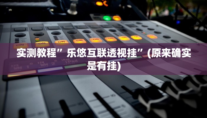 实测教程”乐悠互联透视挂”(原来确实是有挂)