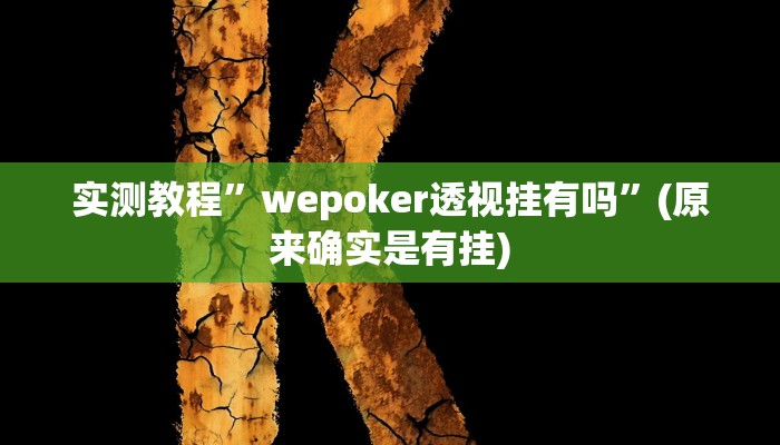 实测教程”wepoker透视挂有吗”(原来确实是有挂)