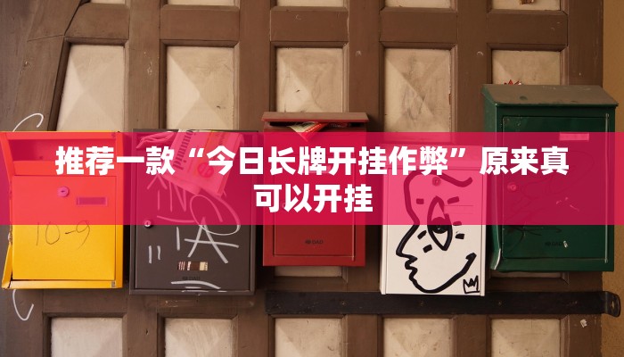 推荐一款“今日长牌开挂作弊”原来真可以开挂