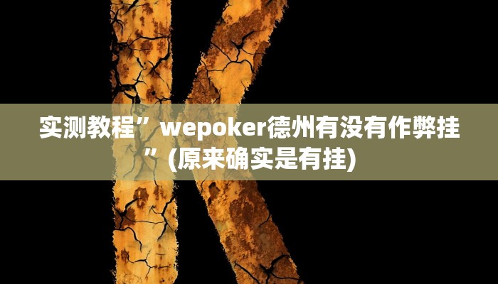 实测教程”wepoker德州有没有作弊挂”(原来确实是有挂)