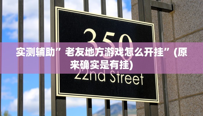 实测辅助”老友地方游戏怎么开挂”(原来确实是有挂)
