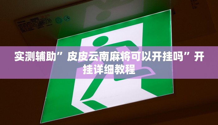 实测辅助”皮皮云南麻将可以开挂吗”开挂详细教程