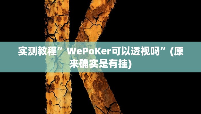 实测教程”WePoKer可以透视吗”(原来确实是有挂)