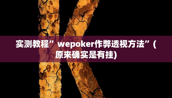 实测教程”wepoker作弊透视方法”(原来确实是有挂)