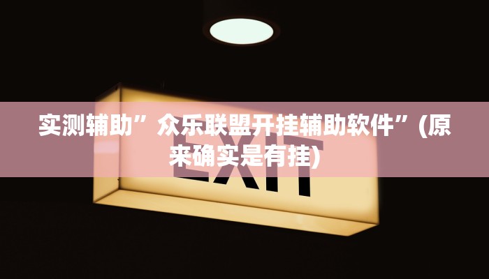 实测辅助”众乐联盟开挂辅助软件”(原来确实是有挂)