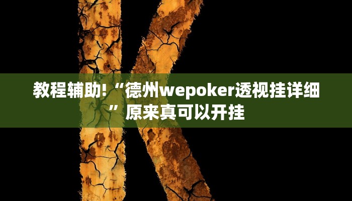 教程辅助!“德州wepoker透视挂详细”原来真可以开挂
