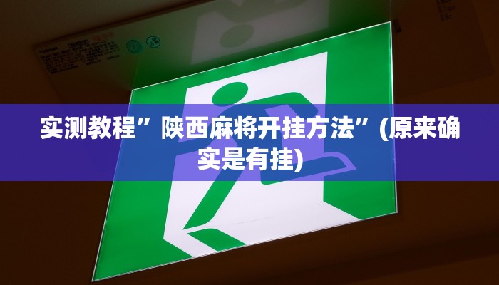 实测教程”陕西麻将开挂方法”(原来确实是有挂)