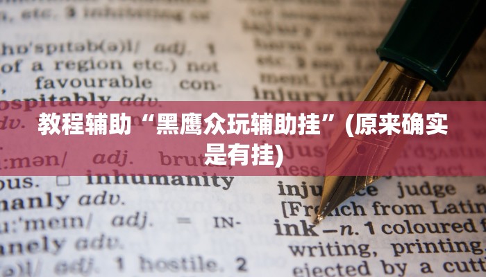 教程辅助“黑鹰众玩辅助挂”(原来确实是有挂)