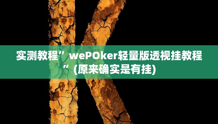 实测教程”wePOker轻量版透视挂教程”(原来确实是有挂)