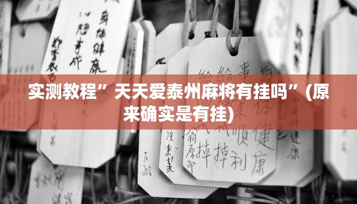 实测教程”天天爱泰州麻将有挂吗”(原来确实是有挂)