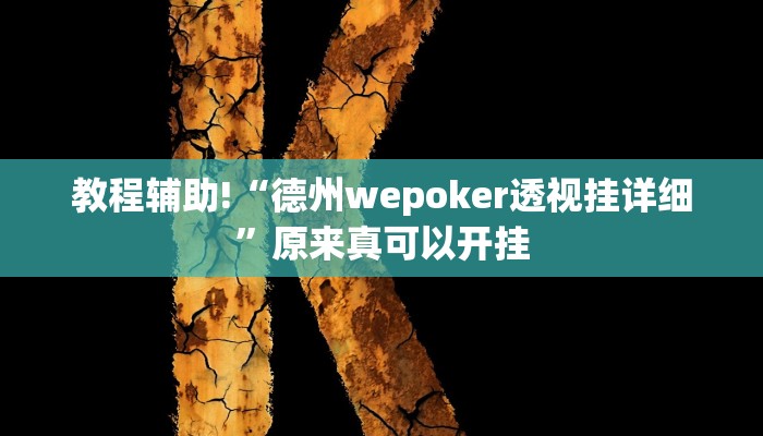 教程辅助!“德州wepoker透视挂详细”原来真可以开挂