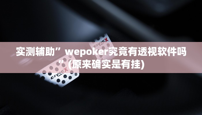 实测辅助”wepoker究竟有透视软件吗”(原来确实是有挂)