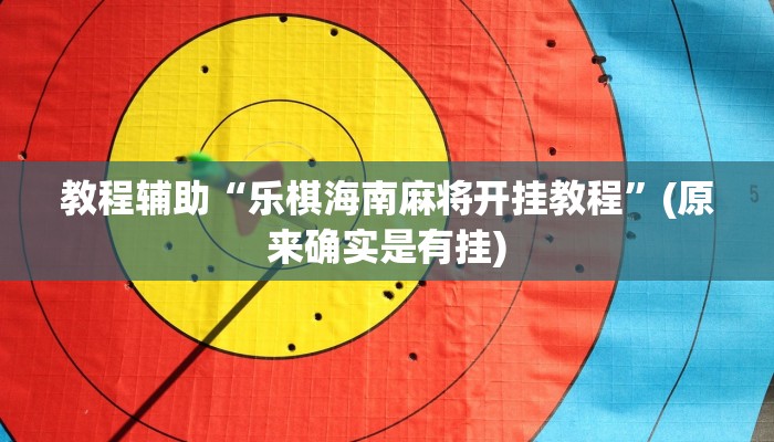 教程辅助“乐棋海南麻将开挂教程”(原来确实是有挂)