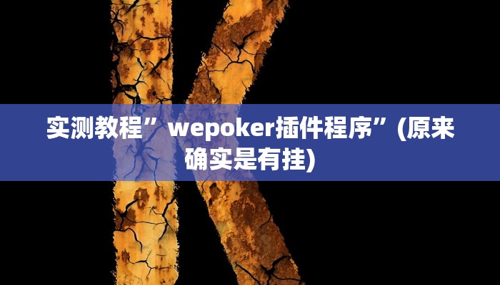 实测教程”wepoker插件程序”(原来确实是有挂)