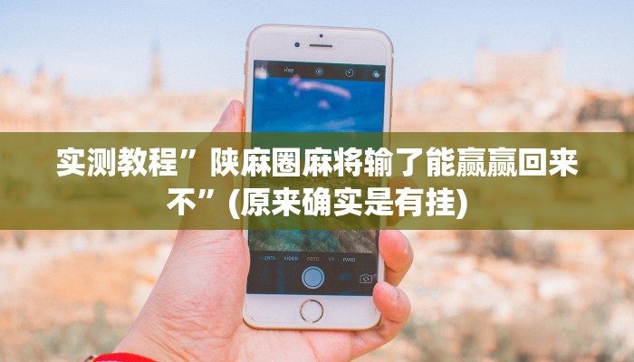 实测教程”陕麻圈麻将输了能赢赢回来不”(原来确实是有挂)