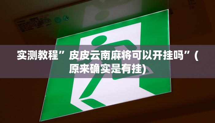实测教程”皮皮云南麻将可以开挂吗”(原来确实是有挂)