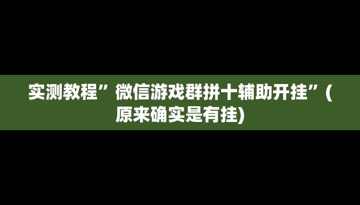 实测教程”微信游戏群拼十辅助开挂”(原来确实是有挂)