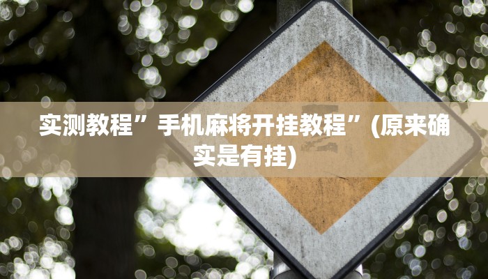 实测教程”手机麻将开挂教程”(原来确实是有挂)