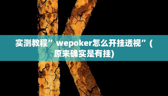 实测教程”wepoker怎么开挂透视”(原来确实是有挂)
