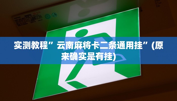 实测教程”云南麻将卡二条通用挂”(原来确实是有挂)