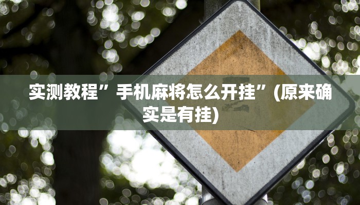 实测教程”手机麻将怎么开挂”(原来确实是有挂)