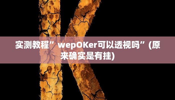 实测教程”wepOKer可以透视吗”(原来确实是有挂)